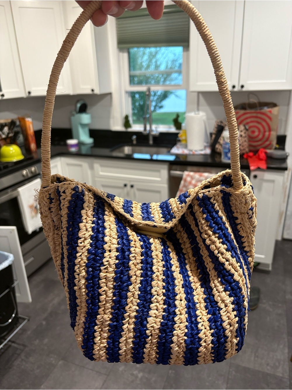 Madewell Striped Raffia Shoulder Bag in Blue and Natural - Picture 2 of 2